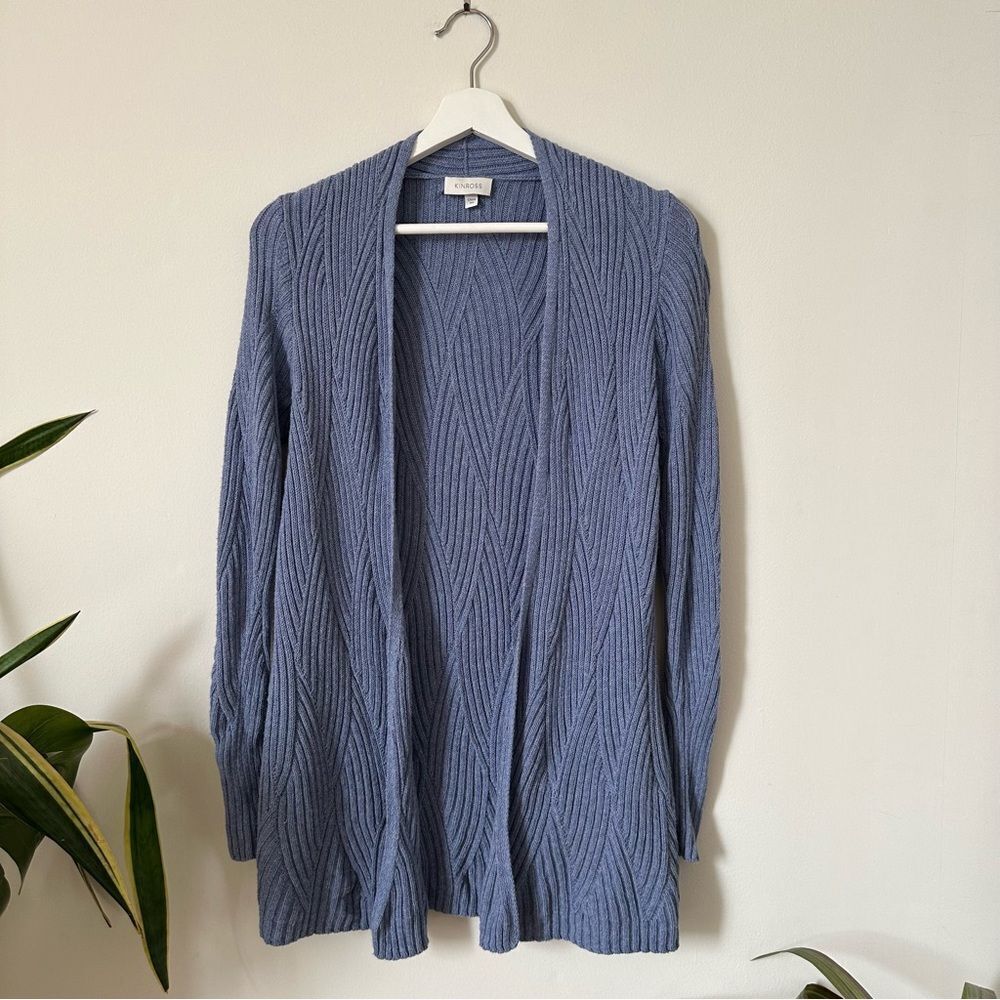 Kinross Open Front Lavender Cotton Cardigan Size XS